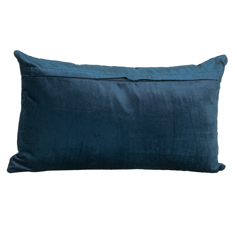 Navy Blue Tufted Velvet Quilted Lumbar Throw Pillow - Home Decor