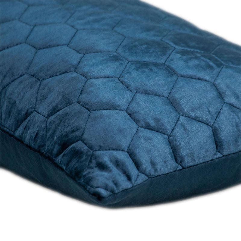 Navy Blue Tufted Velvet Quilted Lumbar Throw Pillow - Home Decor