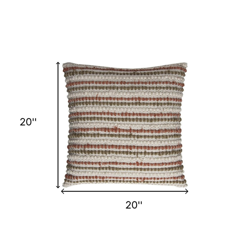 Brown Beige Nubby Texture Bands Throw Pillow - Home Decor