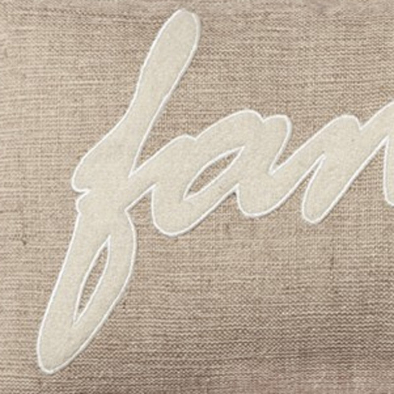 21" X 11" Tan Cotton Blend Zippered Pillow With Applique - Home Decor