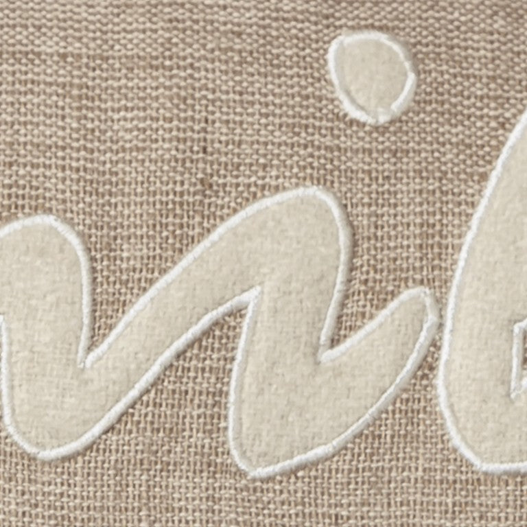 21" X 11" Tan Cotton Blend Zippered Pillow With Applique - Home Decor