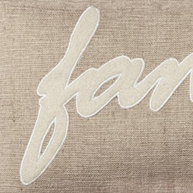 21" X 11" Tan Cotton Blend Zippered Pillow With Applique - Home Decor
