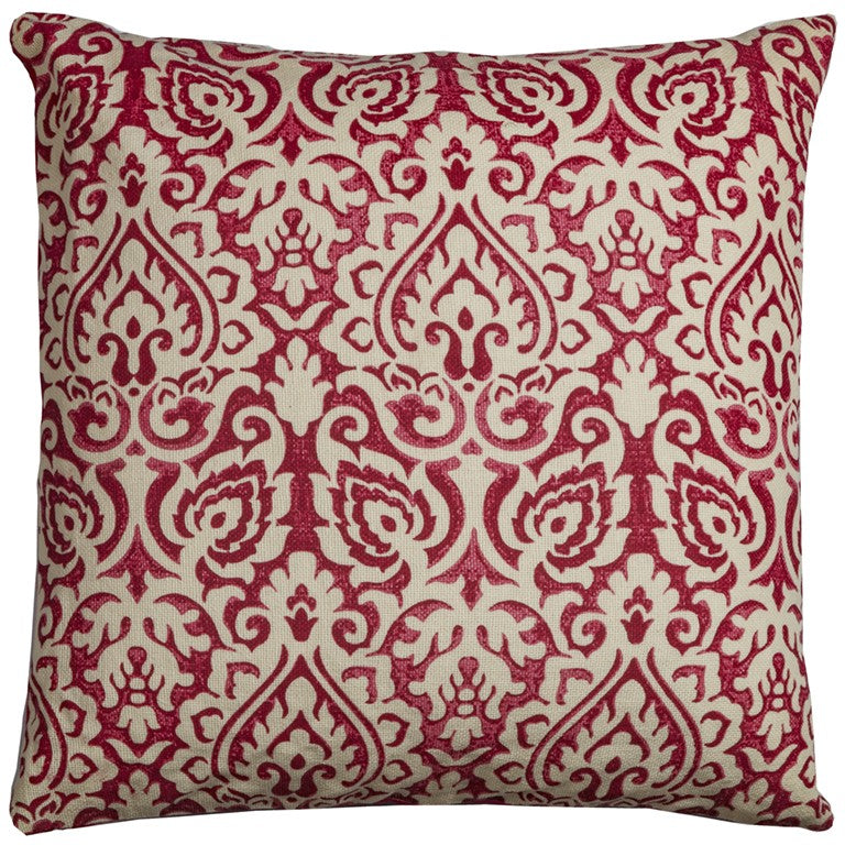 Red Natural Distressed Damask Throw Pillow - Home Decor