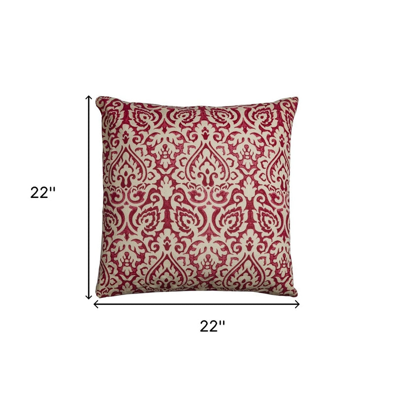 Red Natural Distressed Damask Throw Pillow - Home Decor