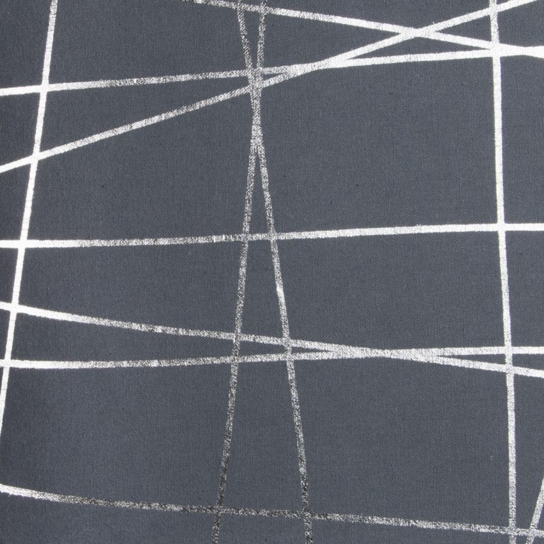 20" Gray and Silver Abstract Linework Cotton Throw Pillow - Home Decor
