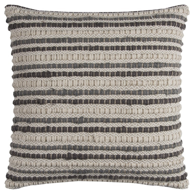 20" Gray Beige Nubby Texture Bands Throw Pillow - Home Decor