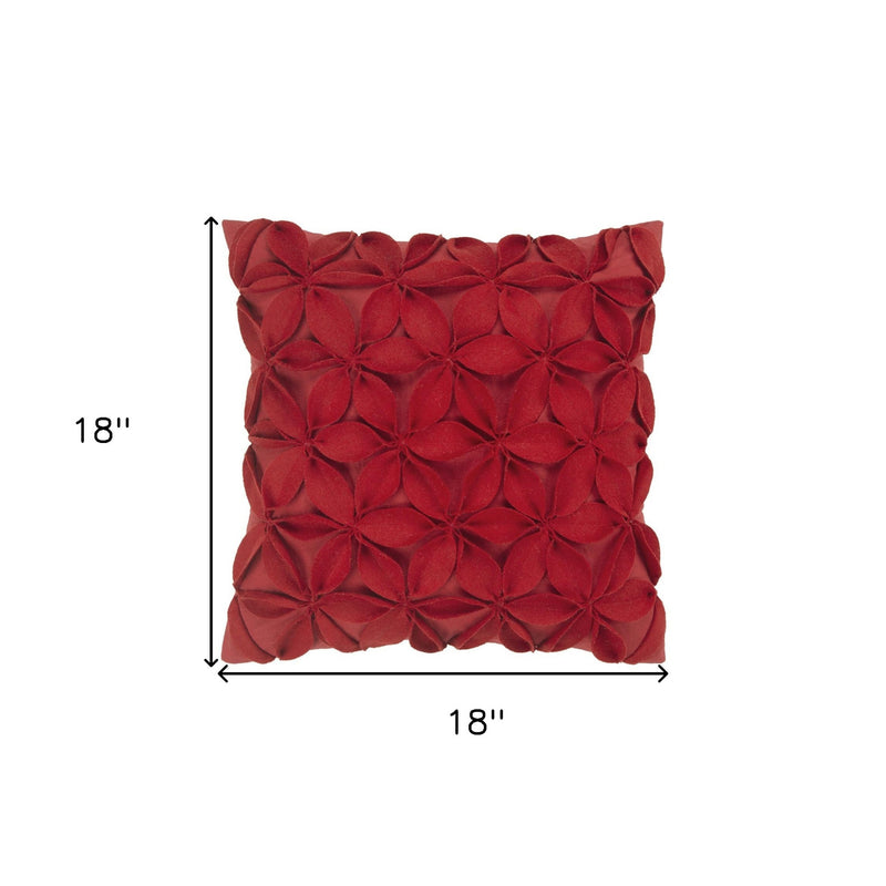 18" Red Cotton Throw Pillow - Home Decor