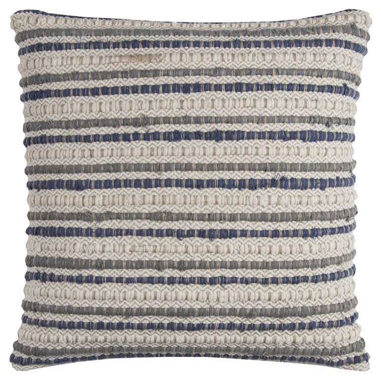Blue Beige Nubby Texture Bands Throw Pillow - Home Decor