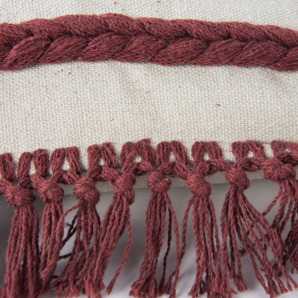 14" X 26" Rust And Off White Braided Cotton Throw Pillow - Home & Garden