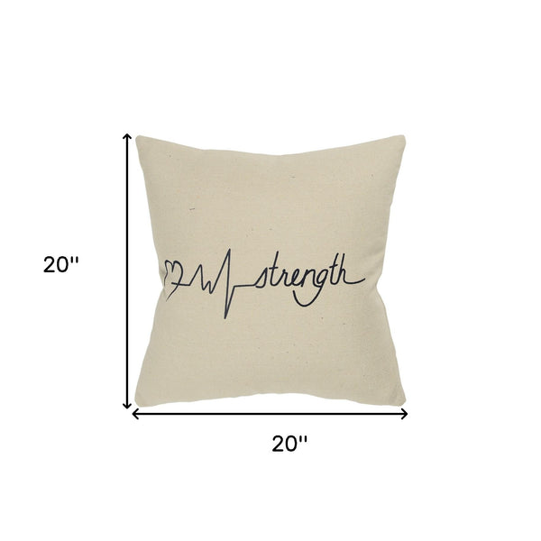 Black Taupe Canvas Strength Throw Pillow Default Title