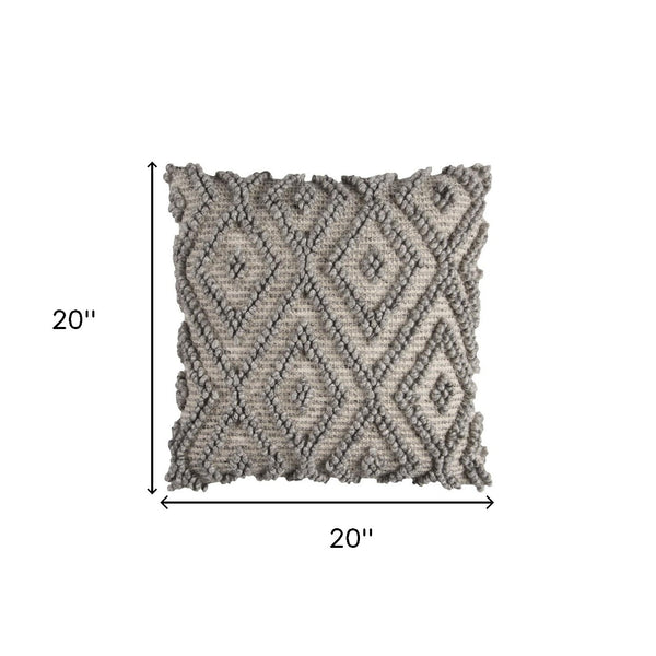 20" Natural And Gray Cotton Throw Pillow - Home Decor