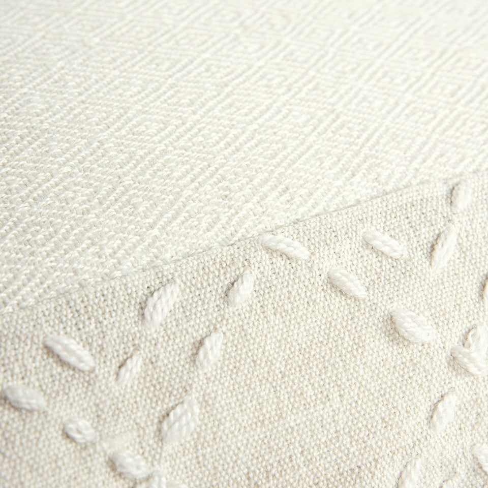 20" Ivory Herringbone Cotton Throw Pillow With Tassles - Home & Garden