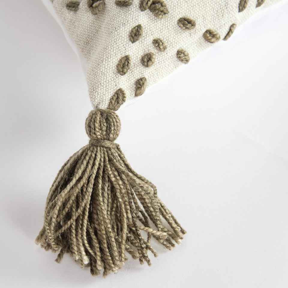 Ivory Taupe Accent Stitch Color Block Throw Pillow