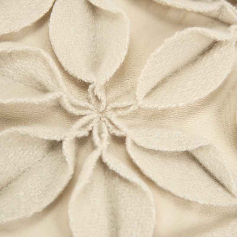 Cream Pinwheel Floral Petal Down Filled Throw Pillow - Home Decor
