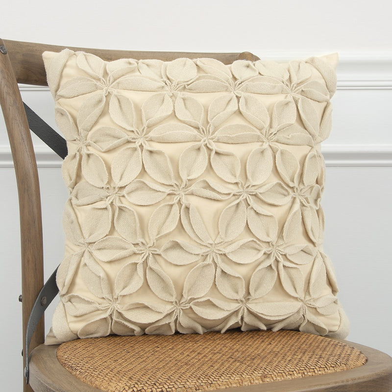 Cream Pinwheel Floral Petal Down Filled Throw Pillow - Home Decor