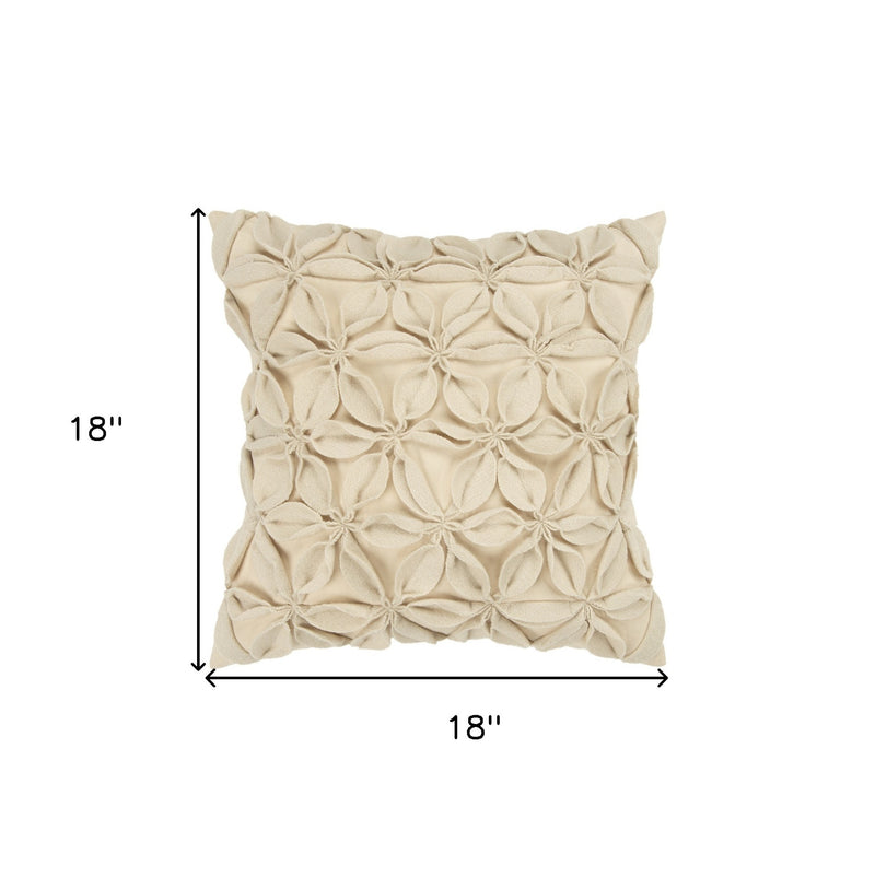 Cream Pinwheel Floral Petal Down Filled Throw Pillow - Home Decor