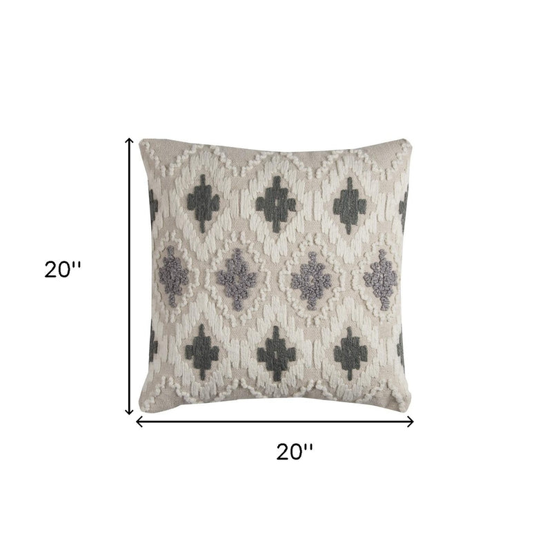 Gray Beige Classic Ikat Pattern Throw Pillow - Home Decor