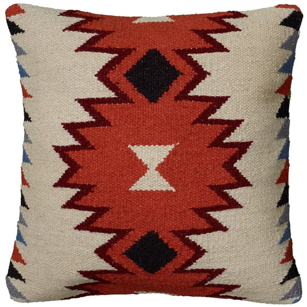 18" Orange and Ivory Cotton Throw Pillow - Home Decor