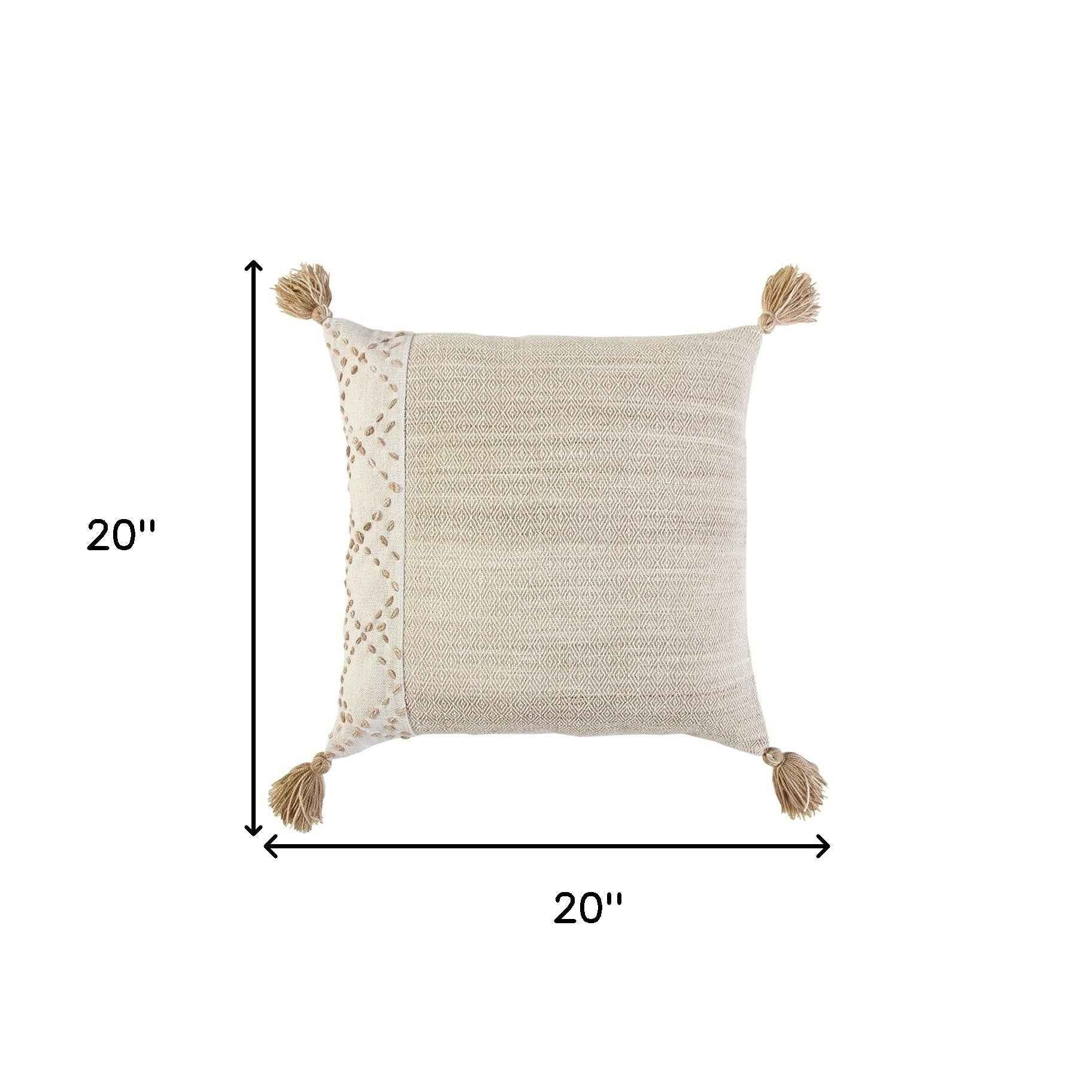 Ivory Blush Accent Stitch Color Block Throw Pillow