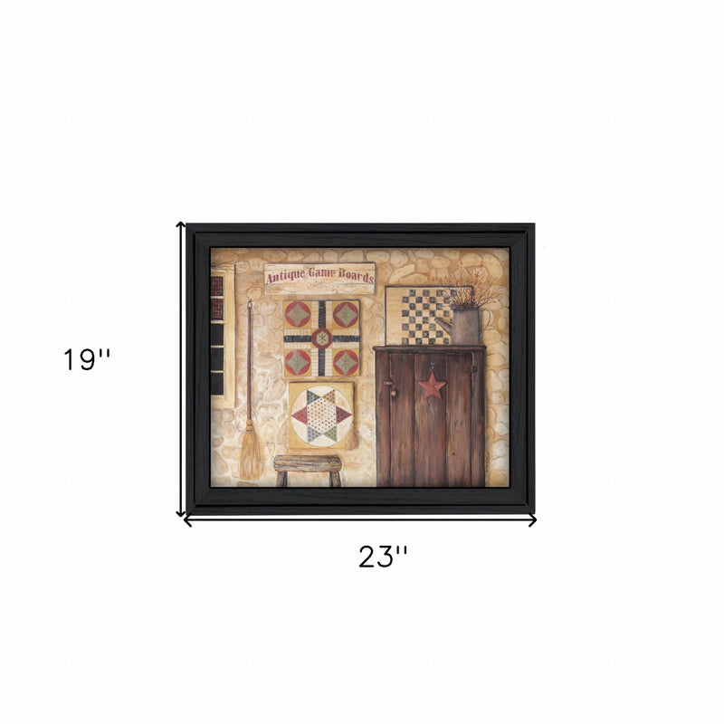 Antique Game Boards Black Framed Print Wall Art - Home Decor