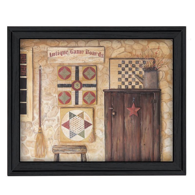 Antique Game Boards Black Framed Print Wall Art - Home Decor