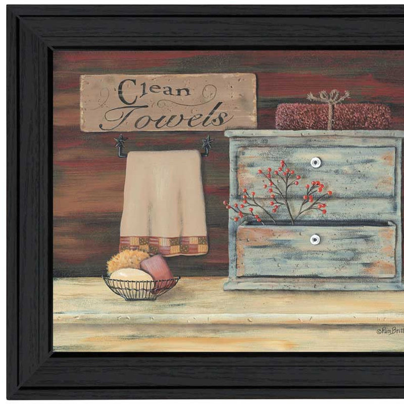 Clean Towels 1 Black Framed Print Bathroom Wall Art - Home Decor