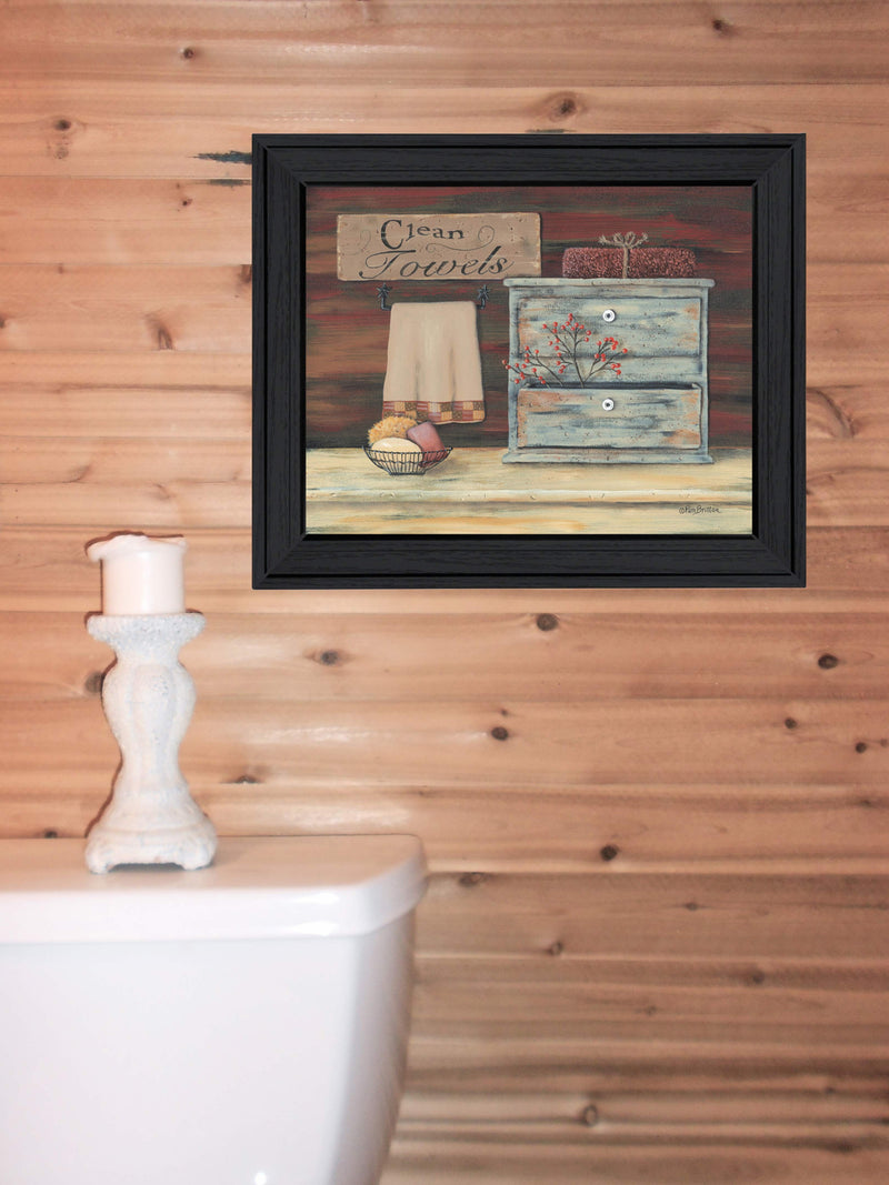 Clean Towels 1 Black Framed Print Bathroom Wall Art - Home Decor