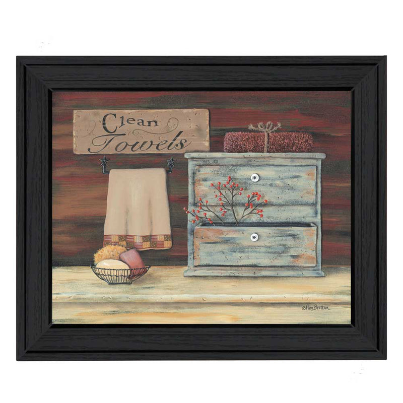 Clean Towels 1 Black Framed Print Bathroom Wall Art - Home Decor