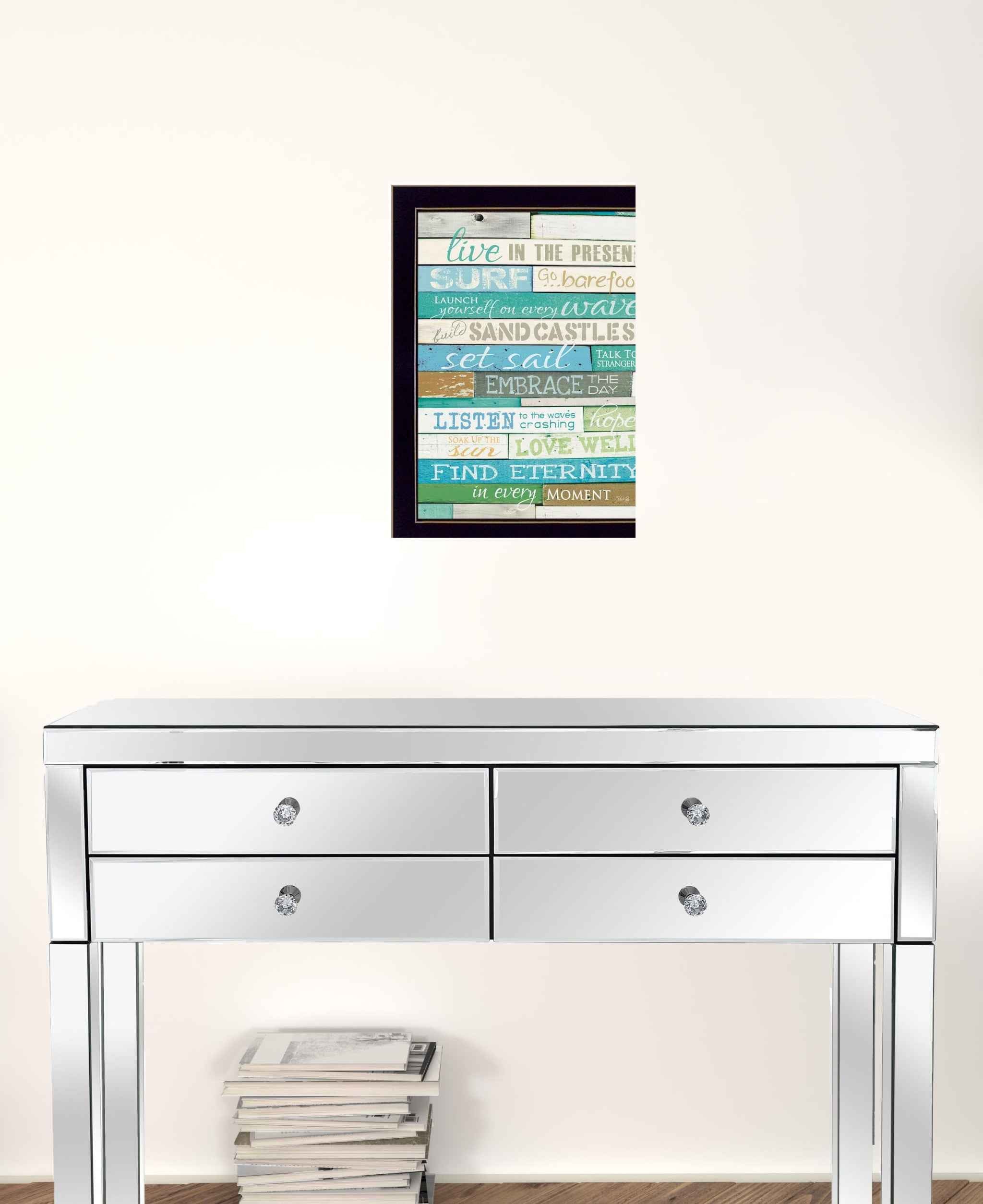 Live In The Present 6 Black Framed Print Wall Art