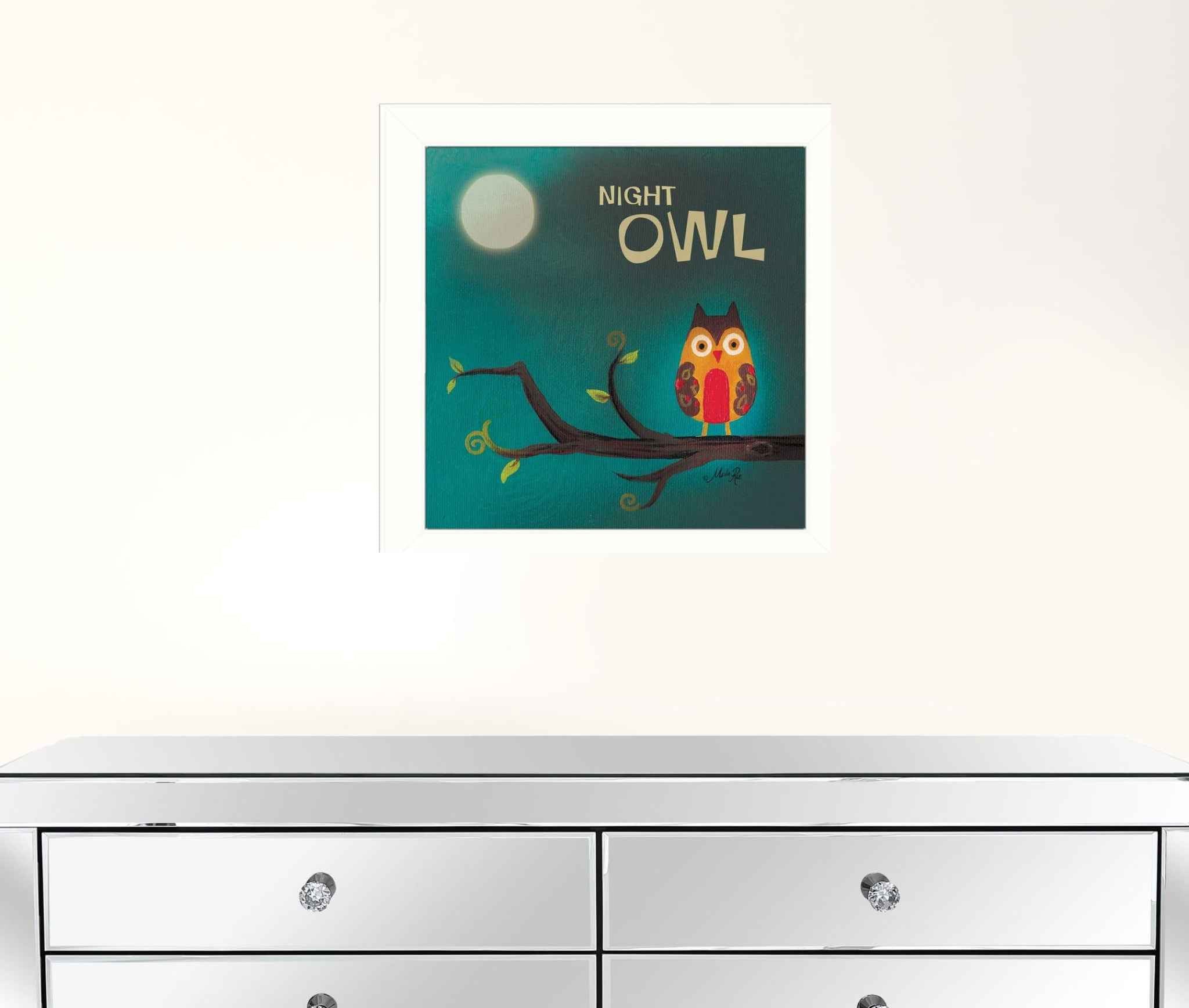 Night Owl 1 White Framed Print Wall Art