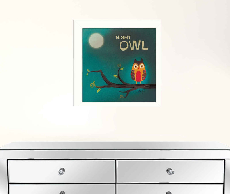 Night Owl 1 White Framed Print Wall Art