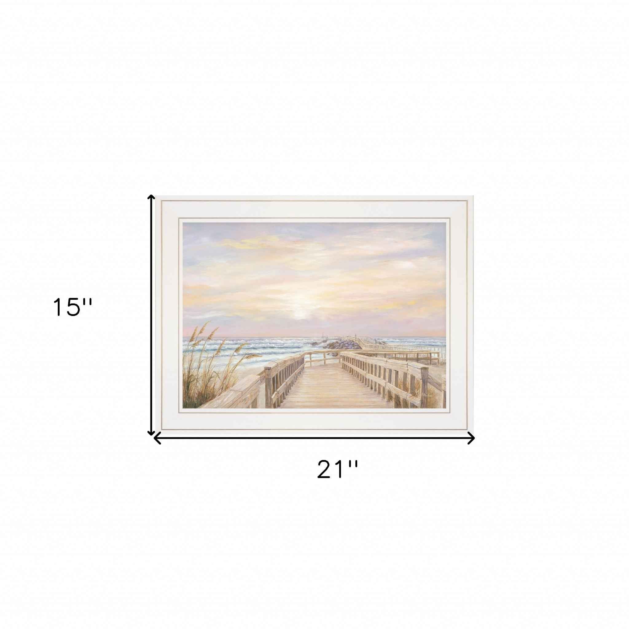 Ponce Inlet Jetty Sunrise 2 White Framed Print Wall Art