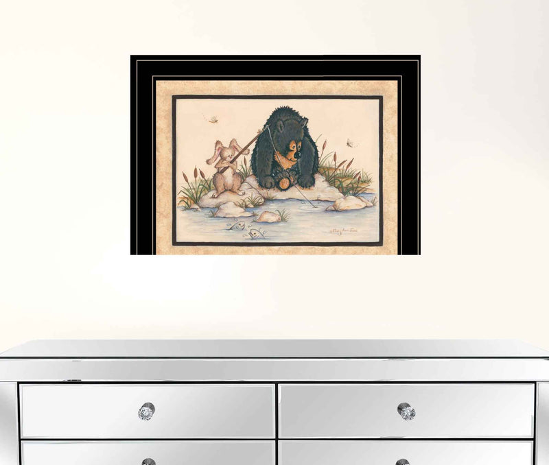 Gone Fishing 2 Black Framed Print Wall Art