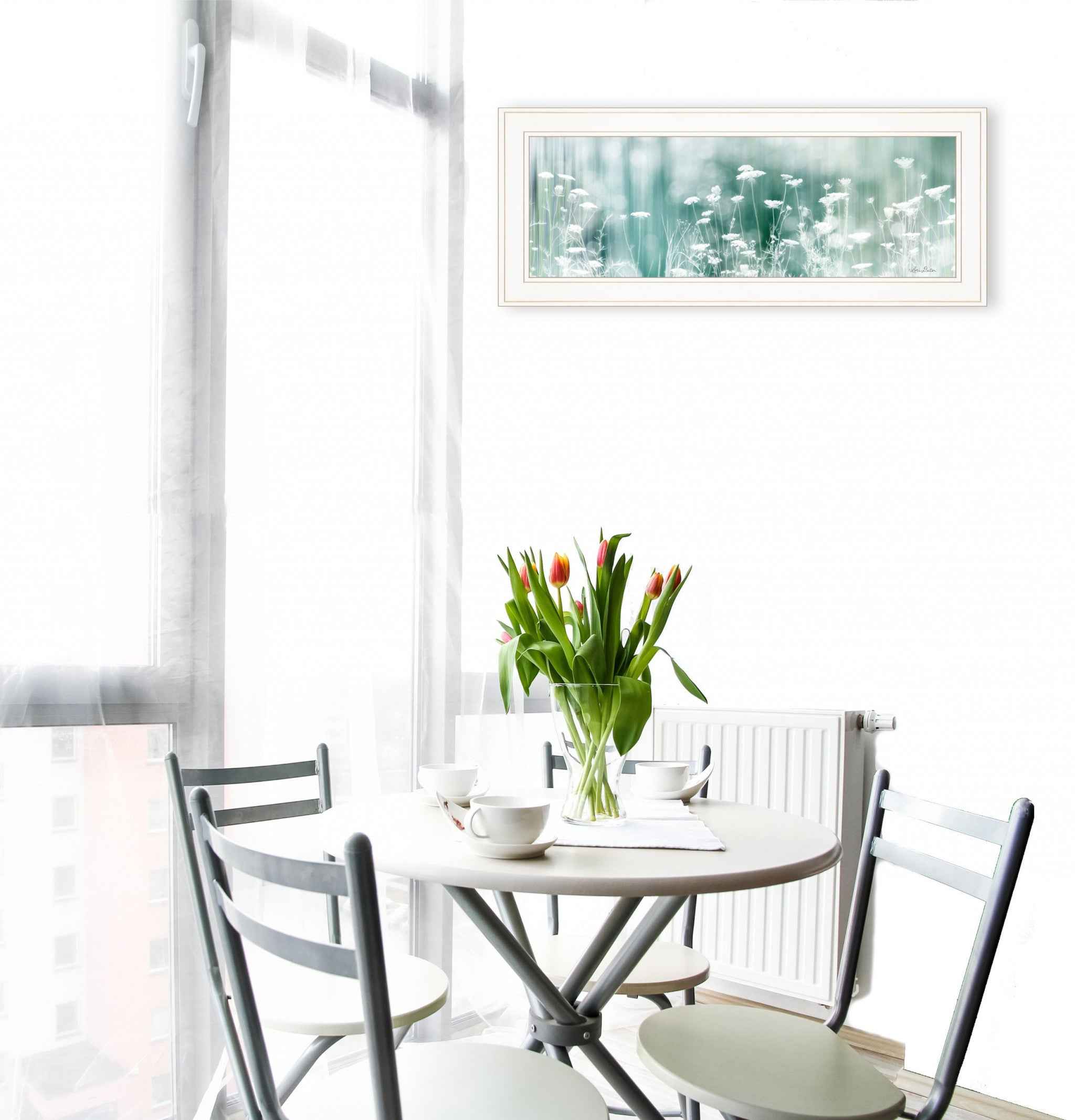 Dreamy Meadow 1 White Framed Print Wall Art