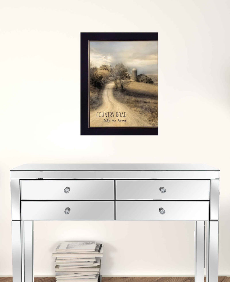 Country Road Take Me 2 Black Framed Print Wall Art
