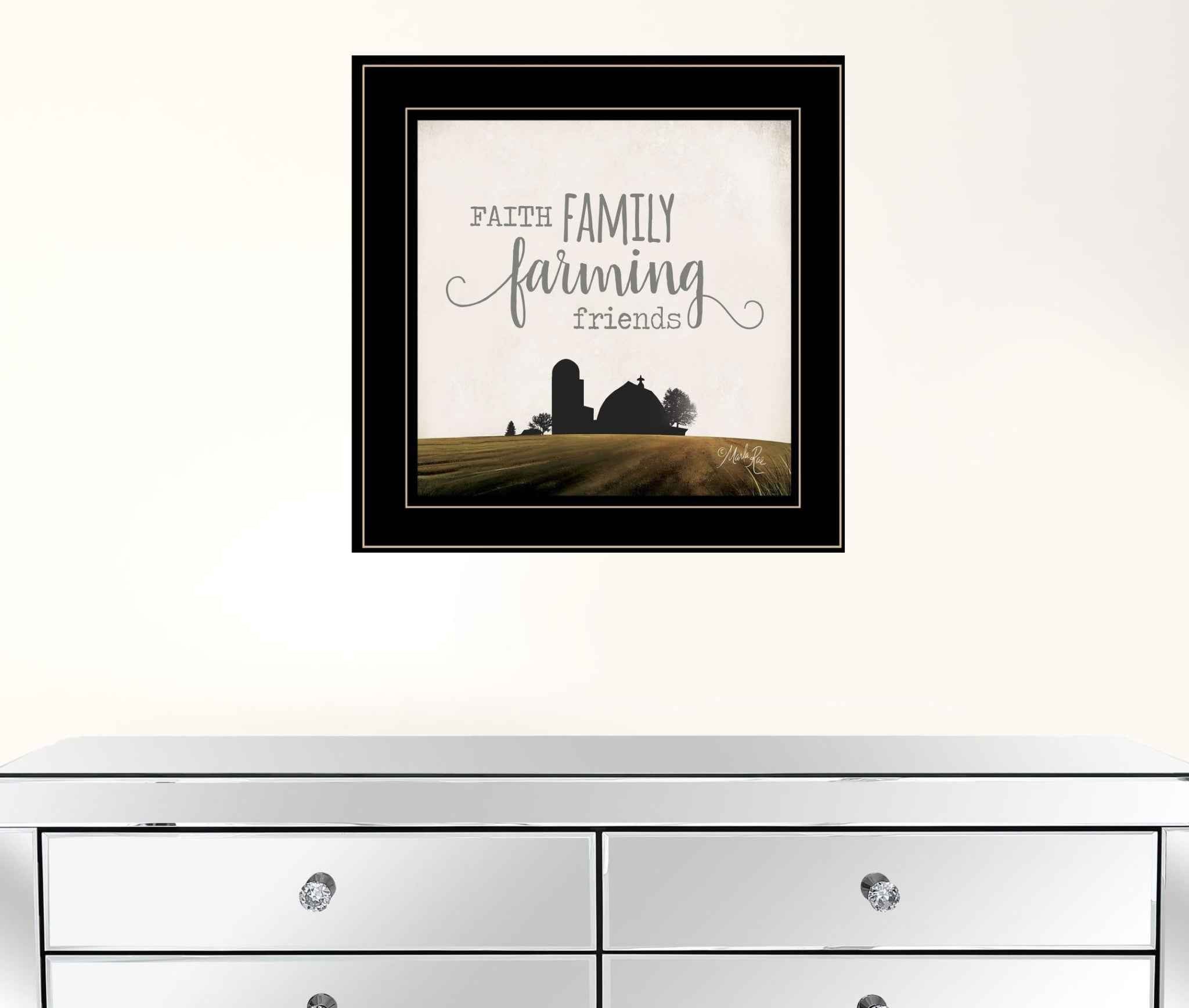 Faith Family Farming Friends 2 Black Framed Print Wall Art