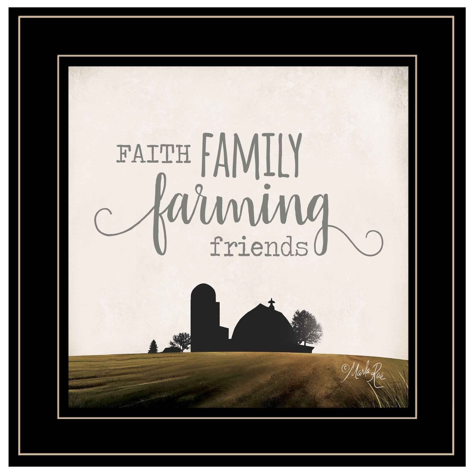 Faith Family Farming Friends 2 Black Framed Print Wall Art