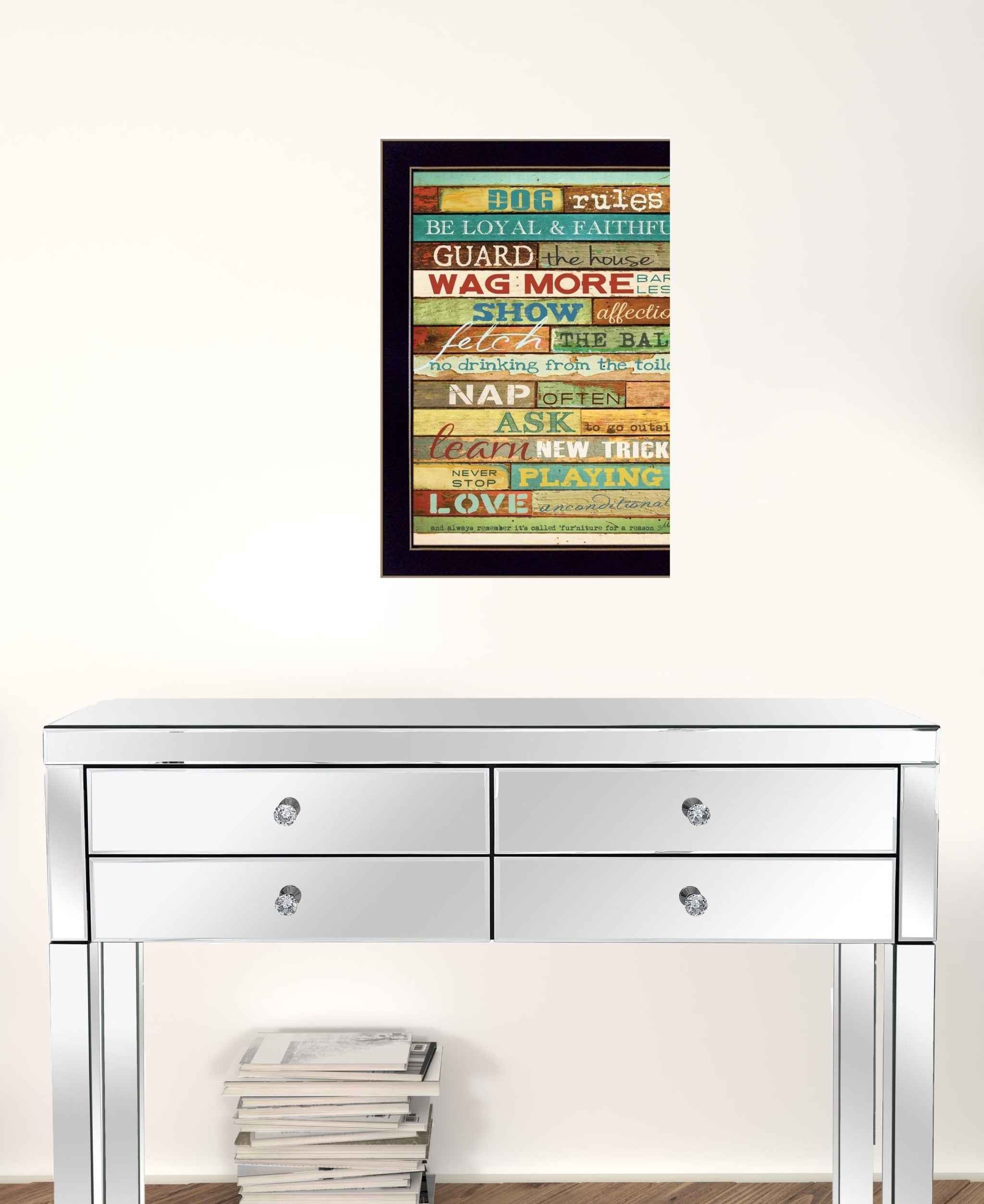 Dog Rules 8 Black Framed Print Wall Art