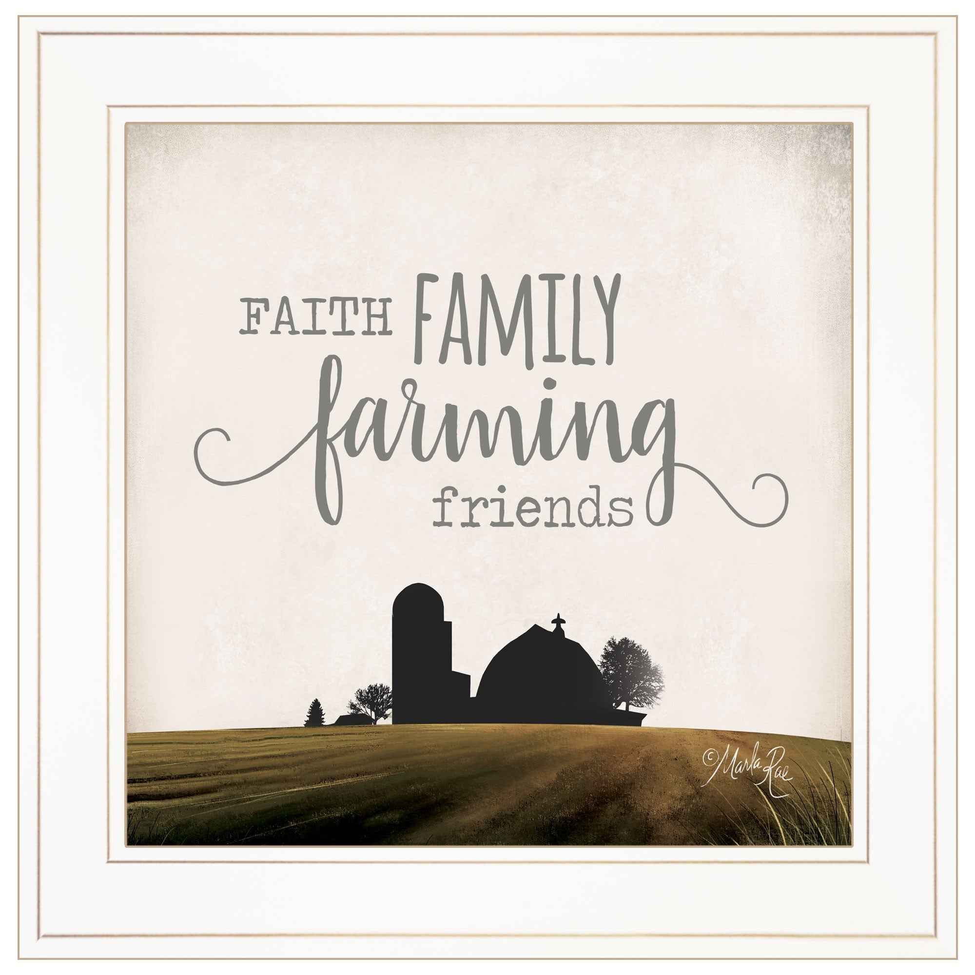 Faith Family Farming Friends 1 White Framed Print Wall Art