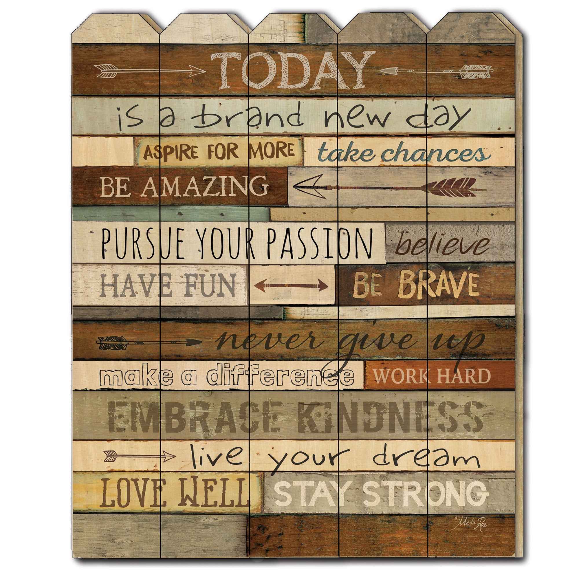 Today Is A Brand New Day Unframed Picket Fence Wall Art