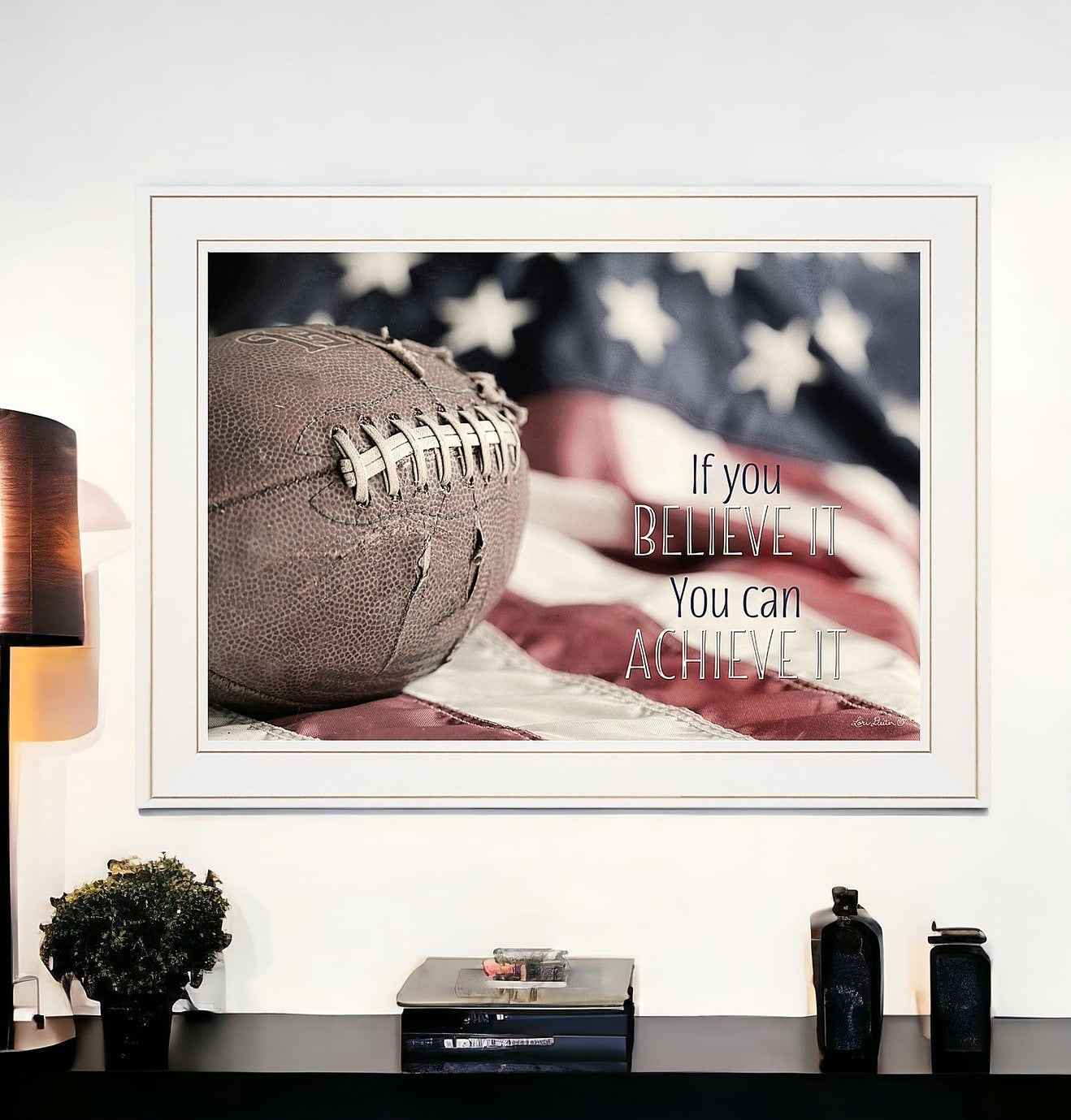 Football Believe It 1 White Framed Print Wall Art