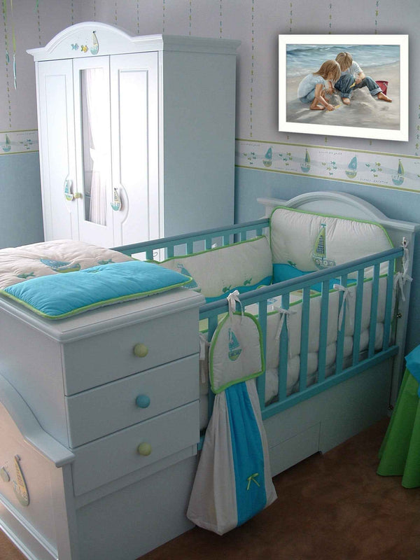 Sand Castle Builders 1 White Framed Print Wall Art