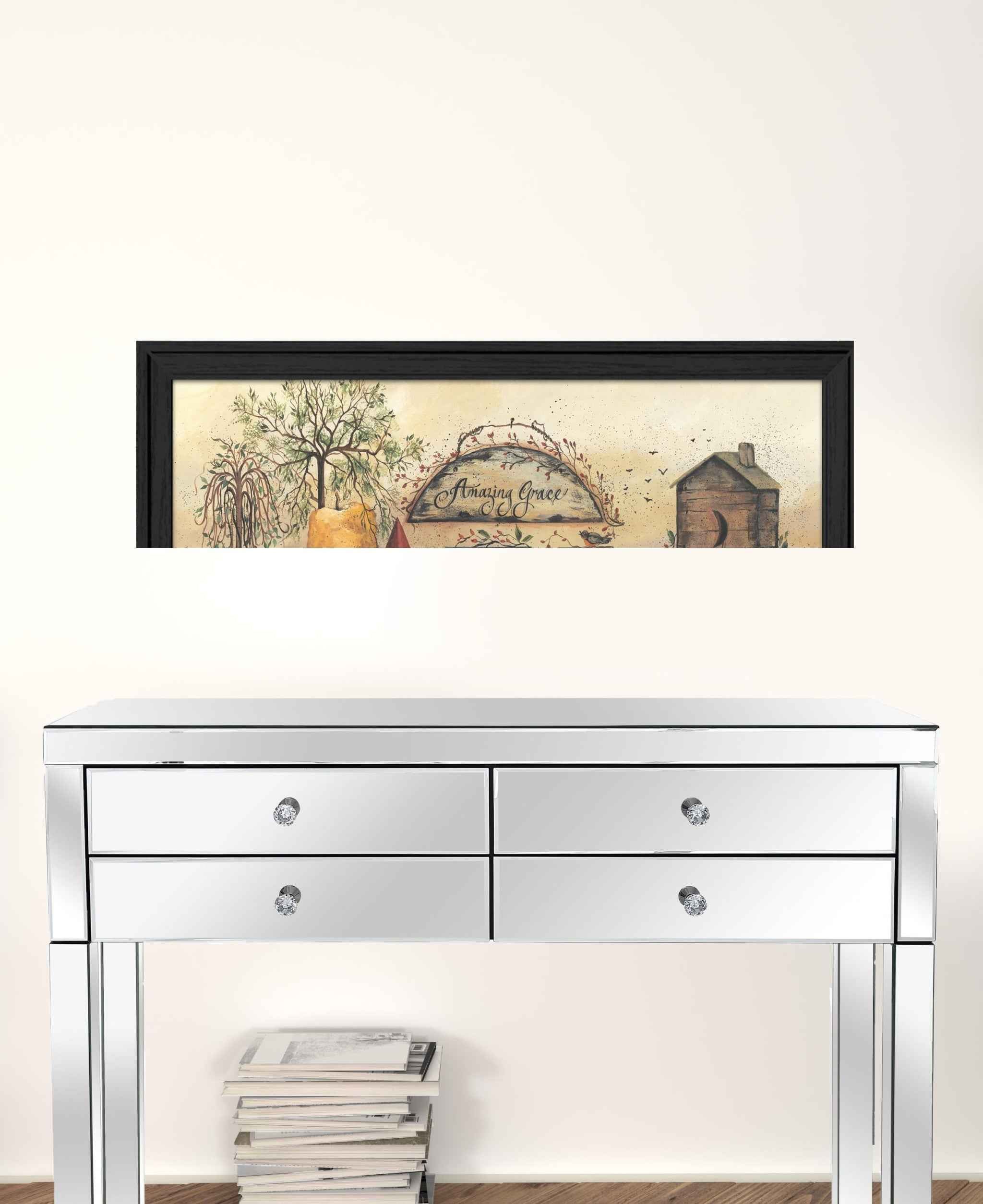 Amazing Grace Shelf 3 Black Framed Print Wall Art