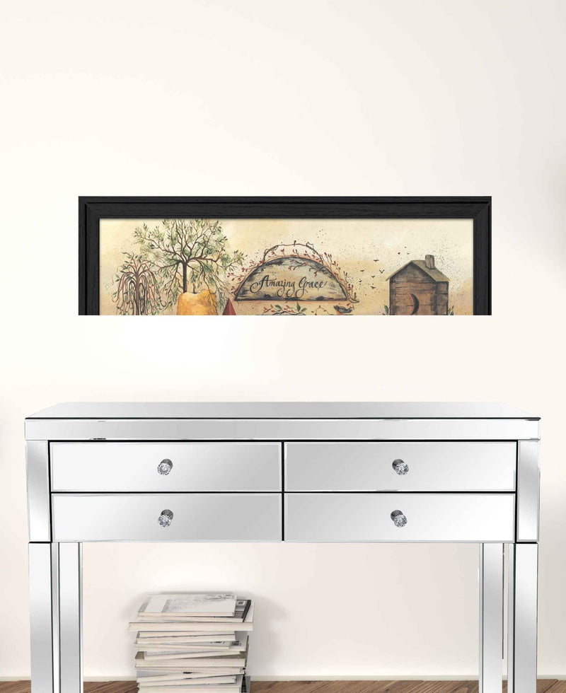 Amazing Grace Shelf 3 Black Framed Print Wall Art