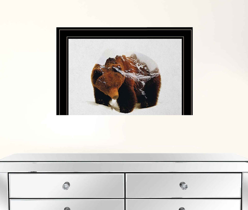 Bear In The Mountains 2 Black Framed Print Wall Art