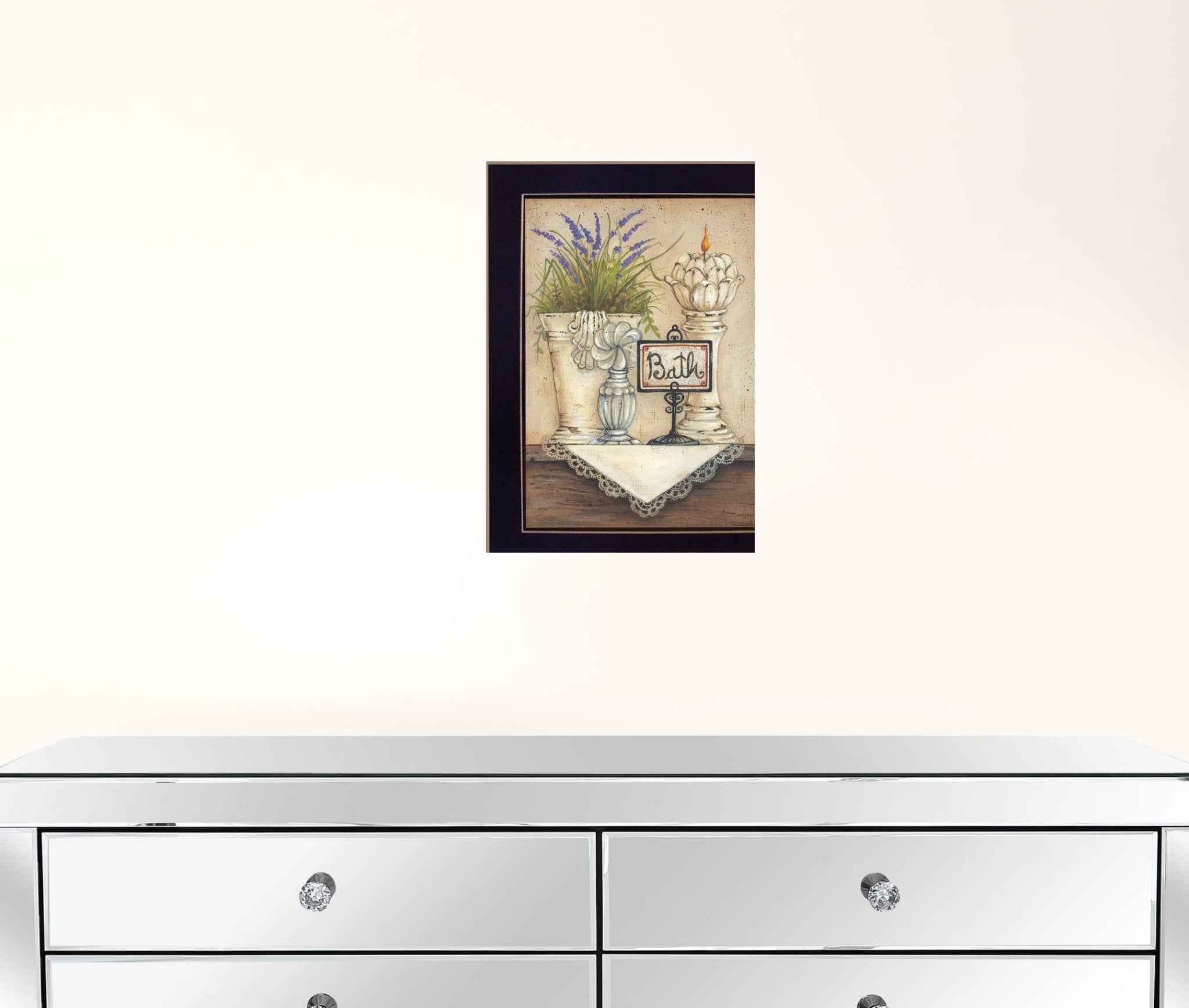 Bath Pretty Floral Black Framed Print Wall Art