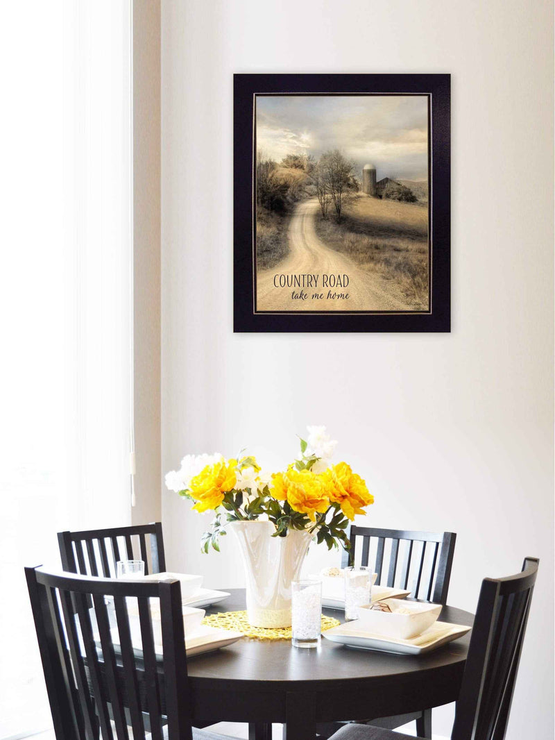 Country Road Take Me Home 2 Black Framed Print Wall Art