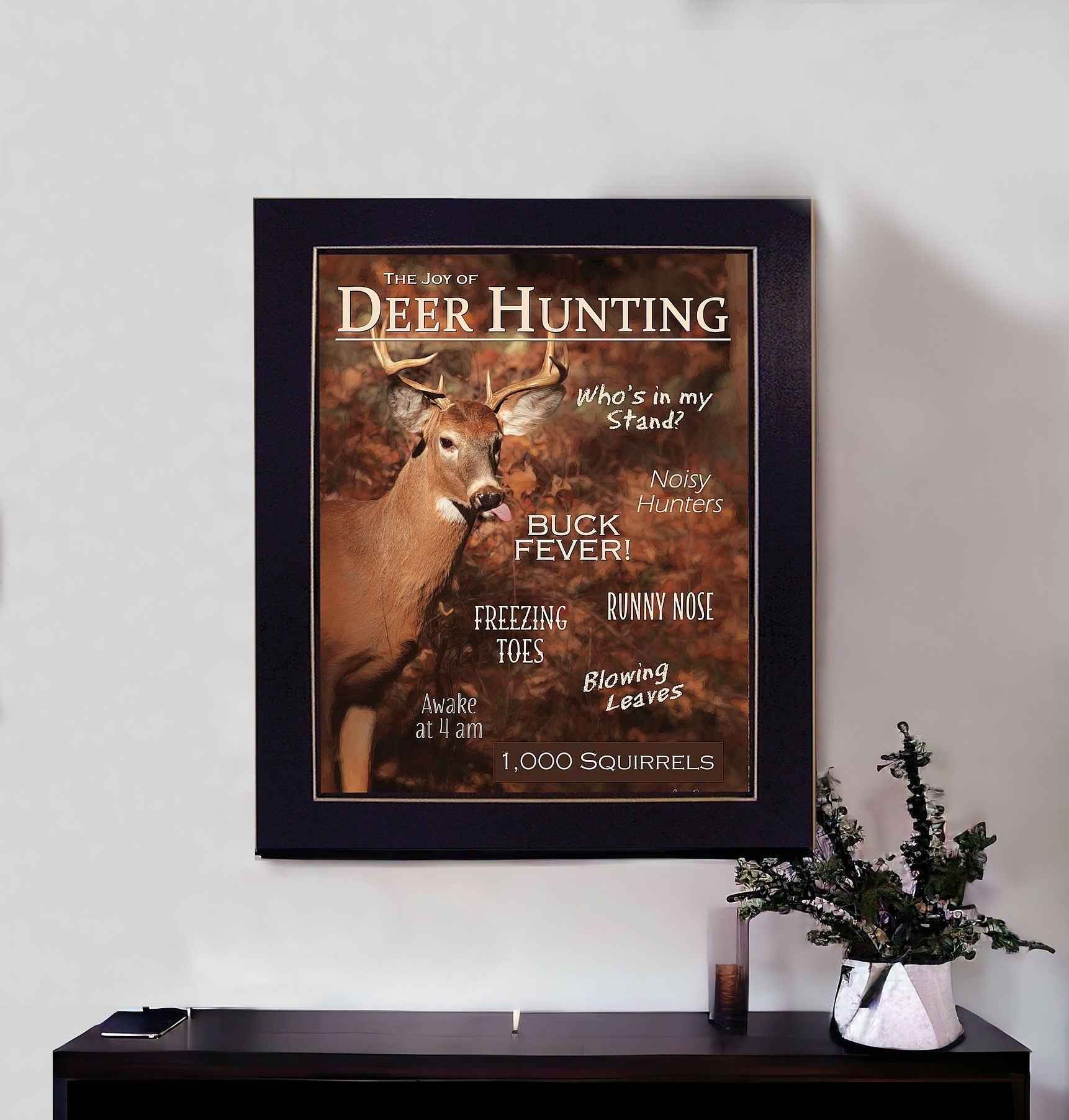Joy of Hunting deer Black Framed Print Wall Art