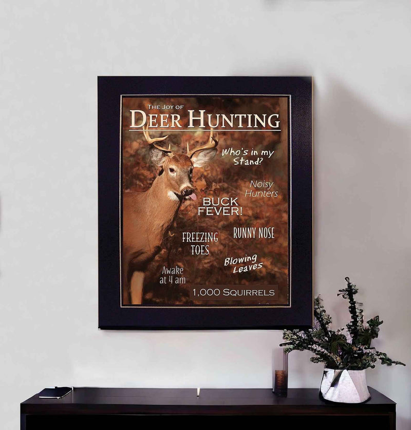 Joy of Hunting deer Black Framed Print Wall Art