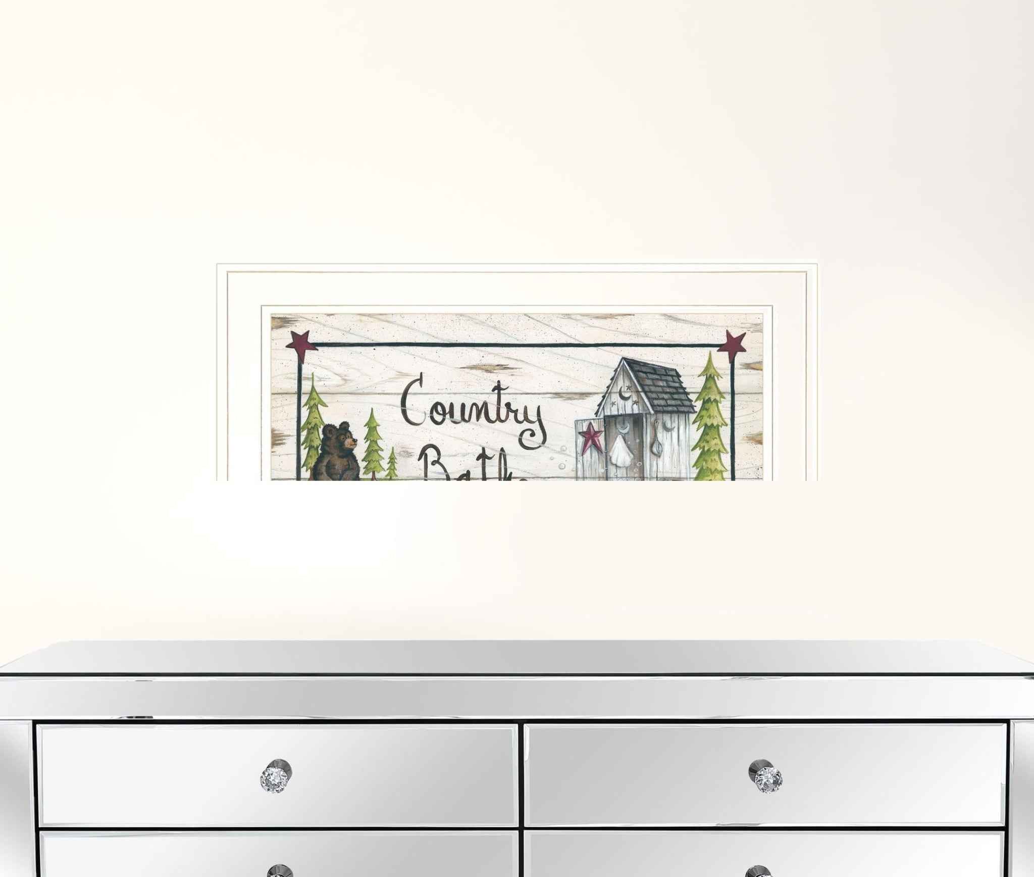 Country Bath 1 White Framed Print Bathroom Wall Art